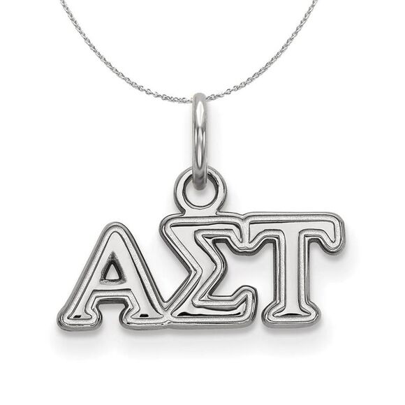 Sterling Silver Alpha Sigma Tau XS (Tiny) Greek Necklace - 24 Inch - Picture 1 of 8